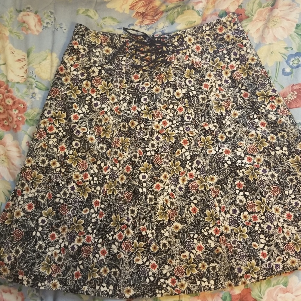 Lined velvet floral skirt WITH POCKETS